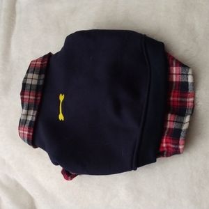 Small dog navy/plaid button down shirt in new condition